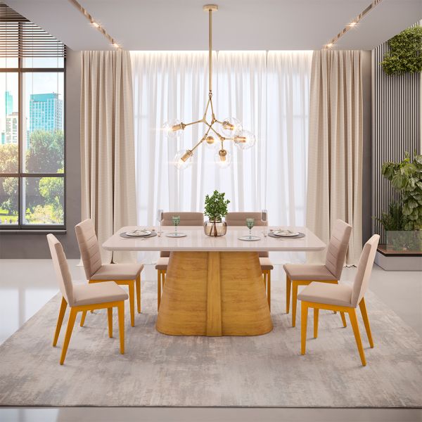 CONJ. RYZE 6 SILLAS SOFIA DJ  CED/OW/VEL CREM