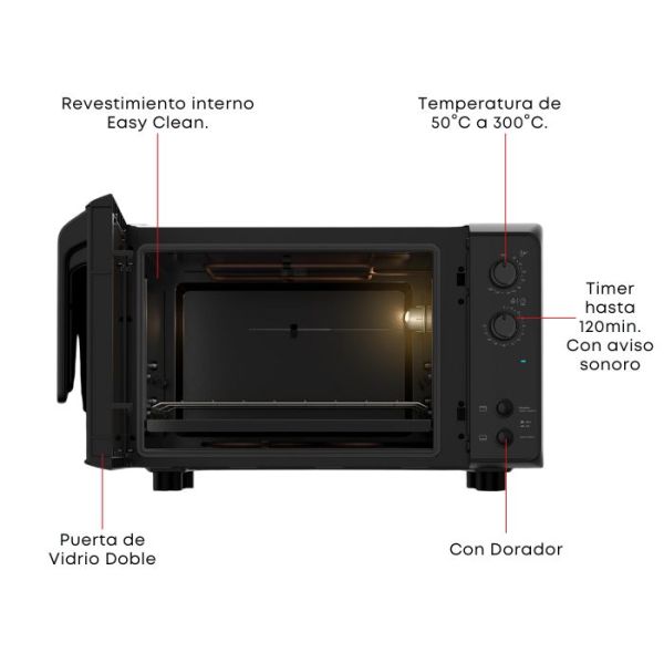 HORNO ELECT. FISCHER 48L PREMIER(31700-101611 PY)NEGRO-C/DOR