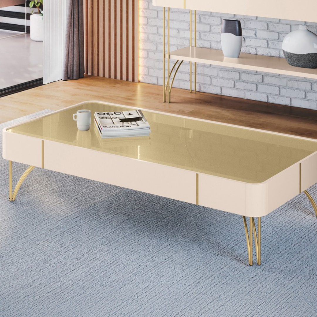 MESA CENTRO HB CADENZA OFF WHITE/CHAMPAGNE