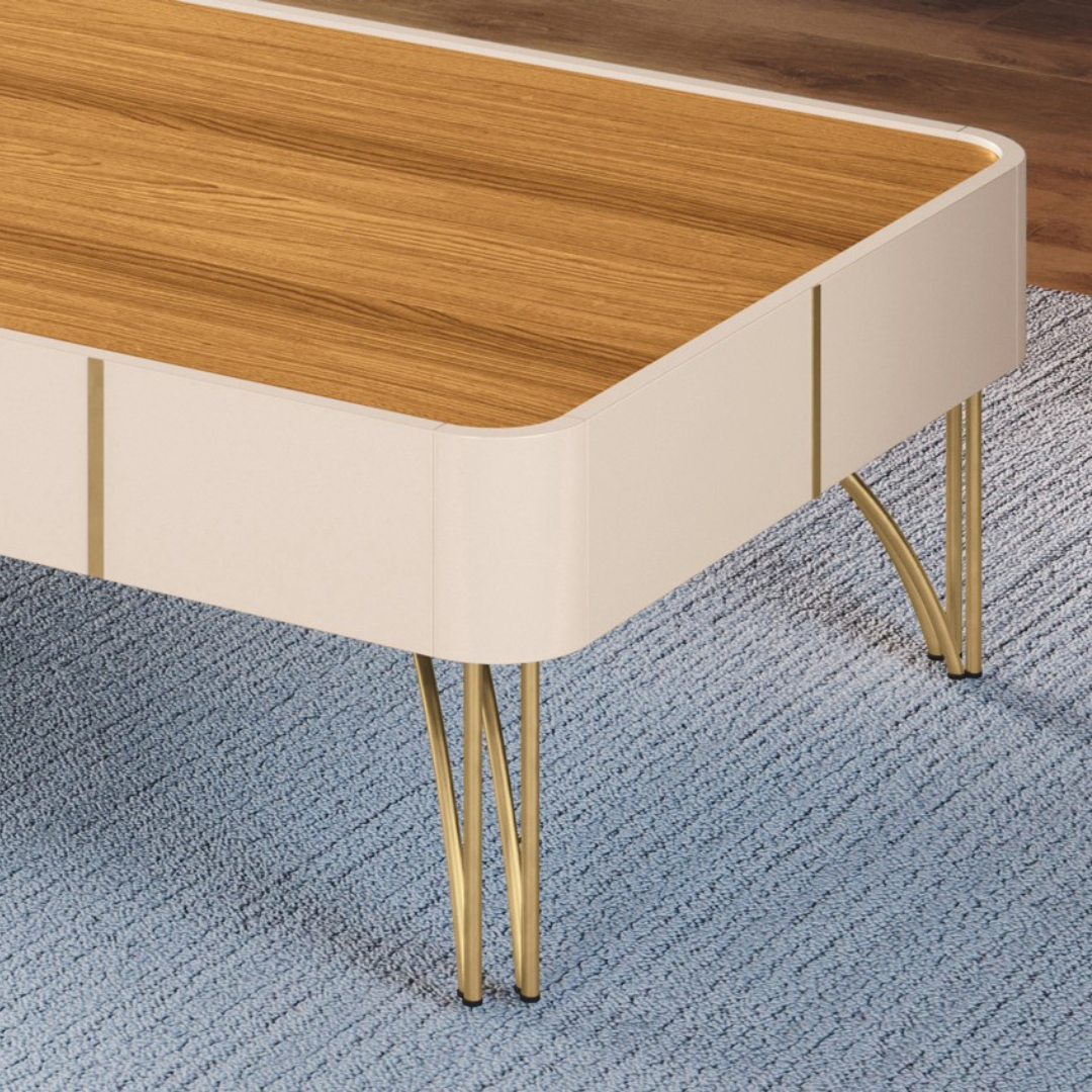 MESA CENTRO HB CADENZA OFF WHITE/CHAMPAGNE