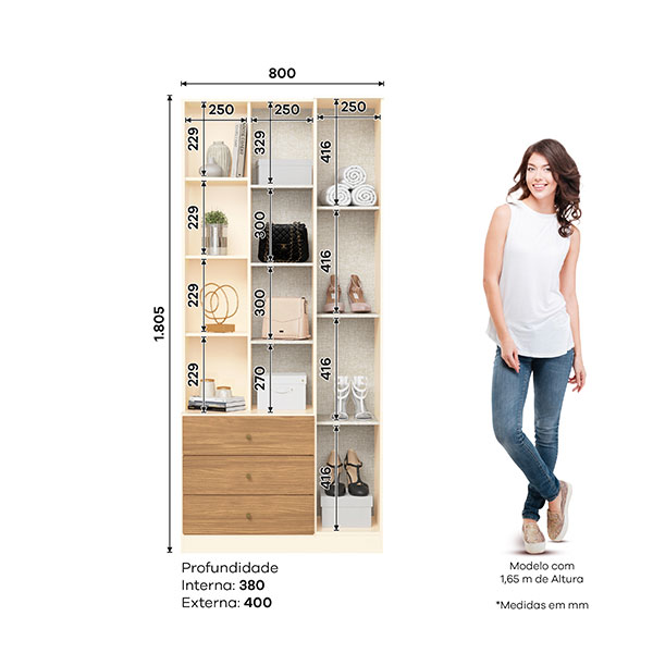 ROPERO DOHA D332 OFF WHITE/NATURE