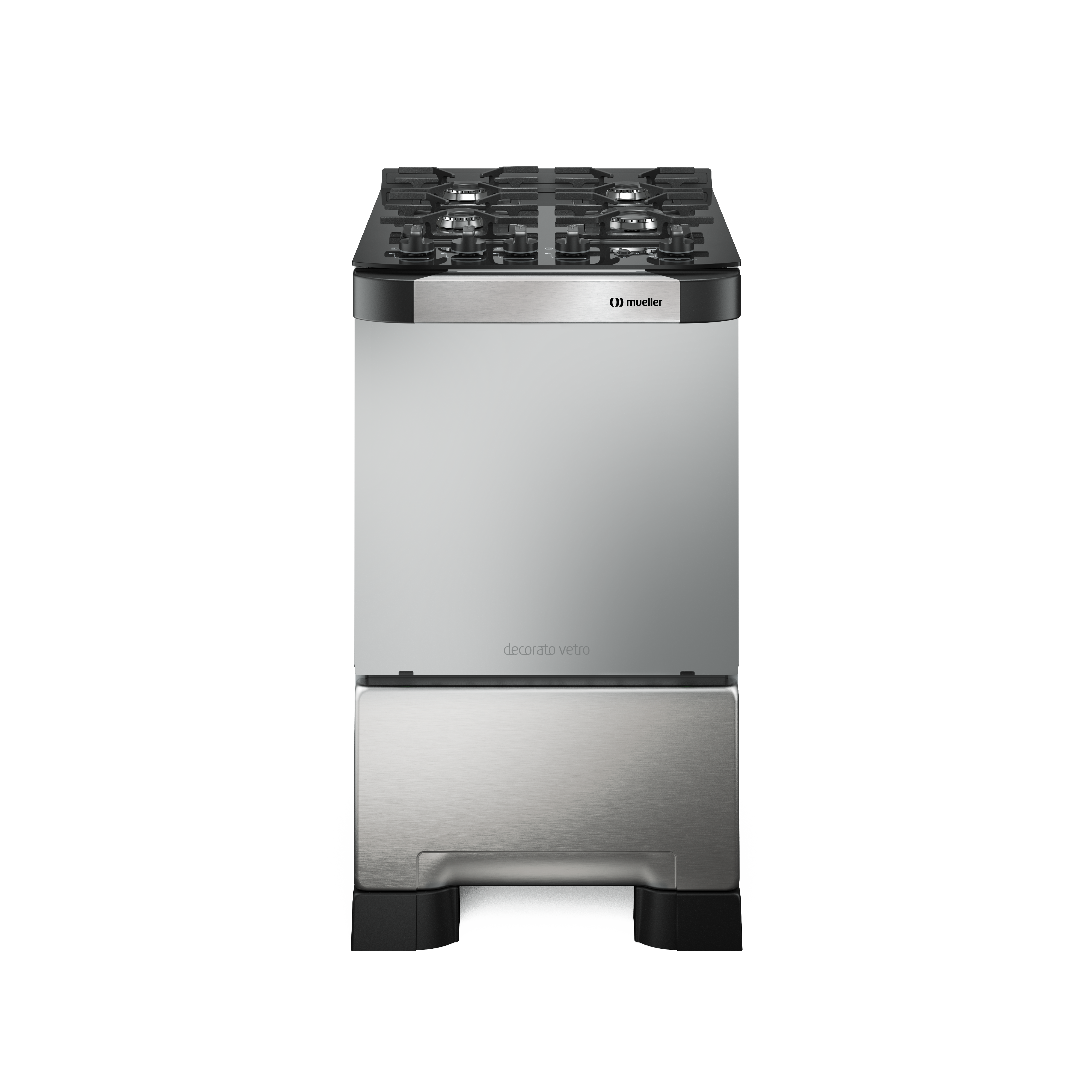 COCINA MUELLER 4H DECORATO VETRO INOX