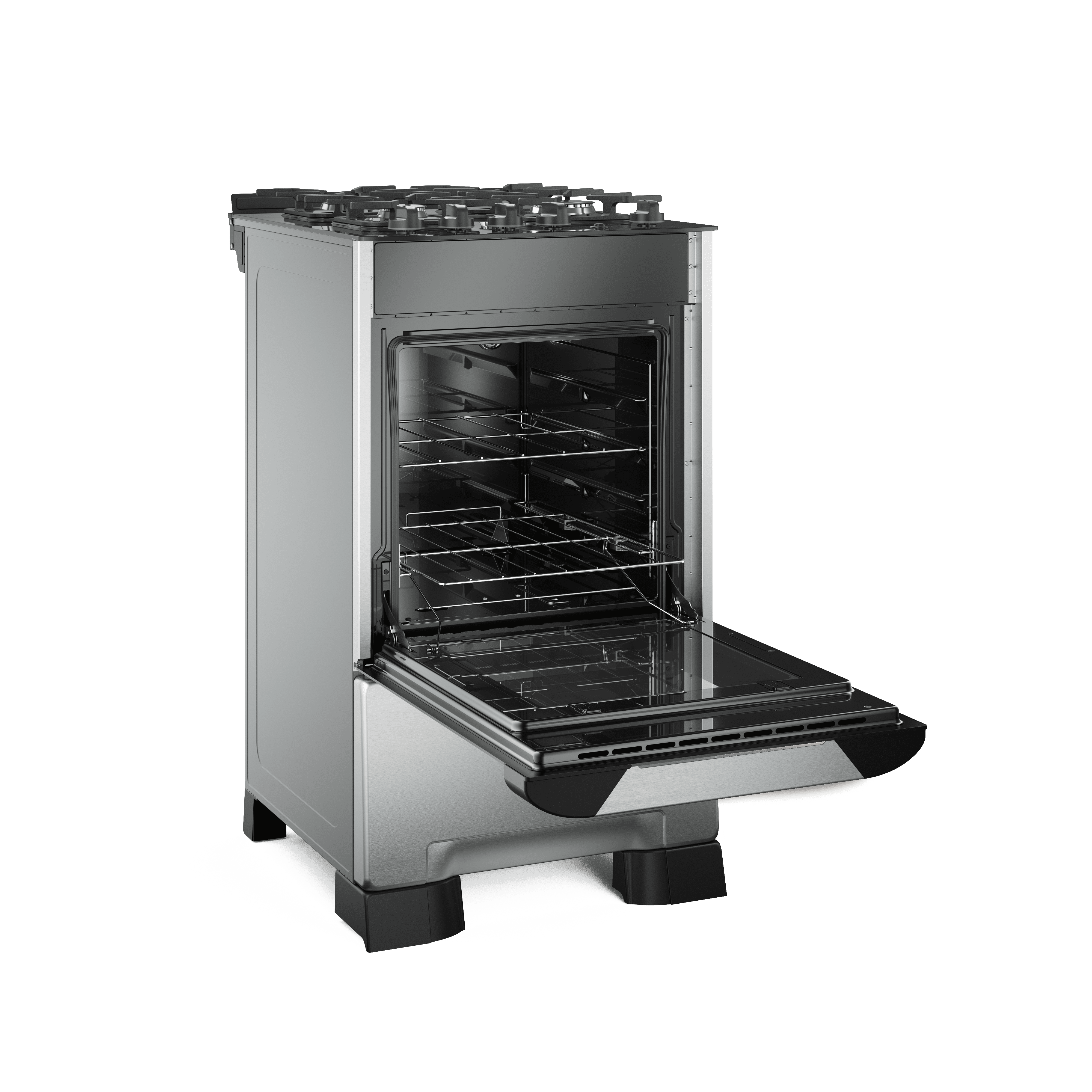 COCINA MUELLER 4H DECORATO VETRO INOX