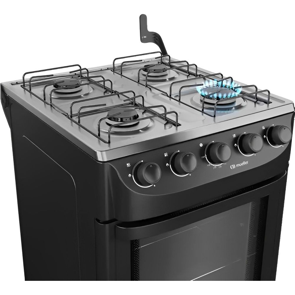 COCINA MUELLER 4H MFI4BA NEGRO-MODERATTO A GAS