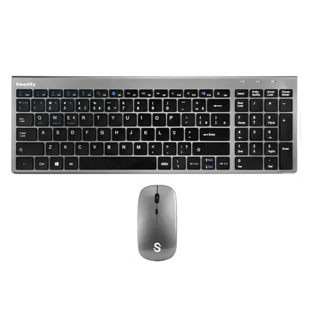 KIT TECLADO MOUSE SMARTFY TW01B GRIS