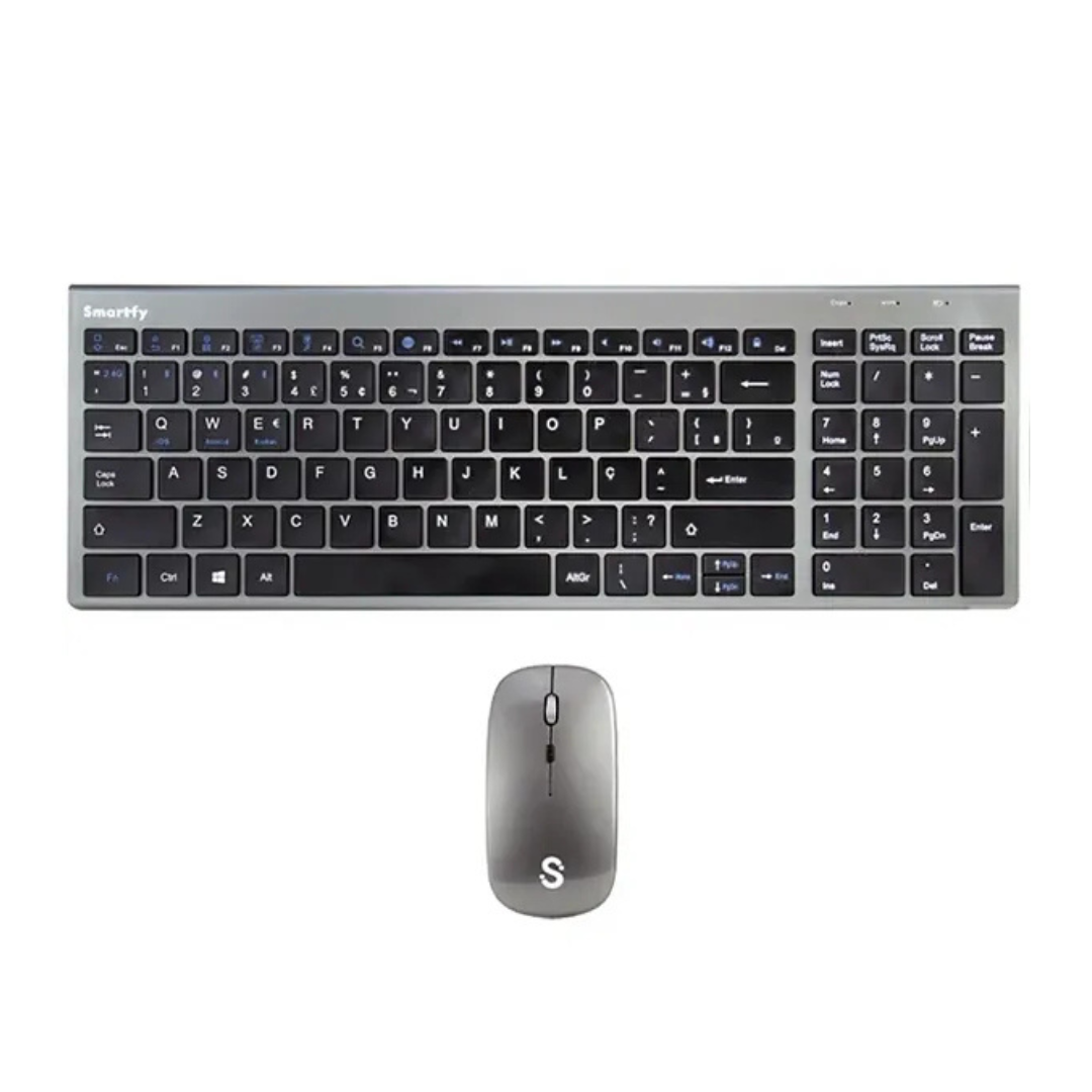 KIT TECLADO MOUSE SMARTFY TW02B GRIS